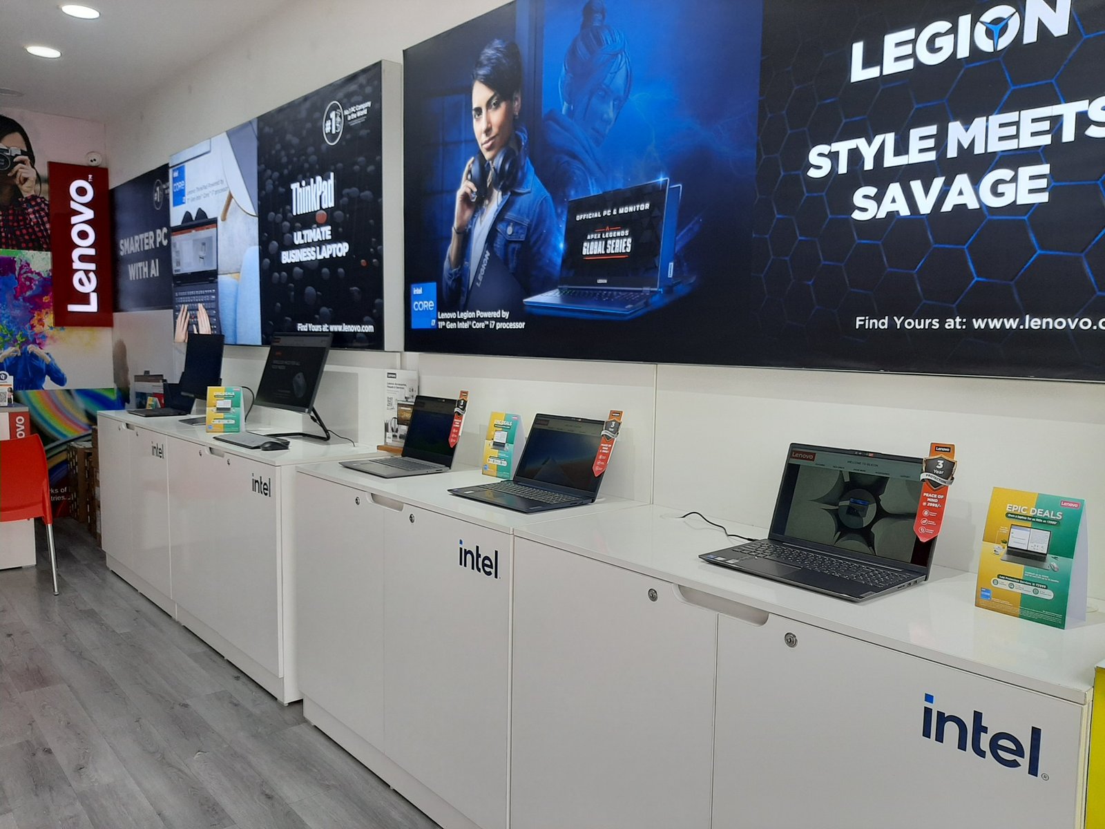 Actual Silicon Computer Lenovo showroom interior with Legion displays